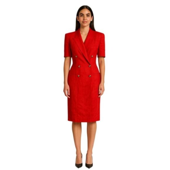 NWOT Spiegel 80s Vintage Red Blazer Tuxedo Dress - Picture 14 of 14